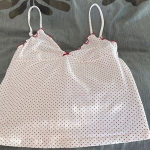 Brandy Melville White Tank Top with Red Polka Dots